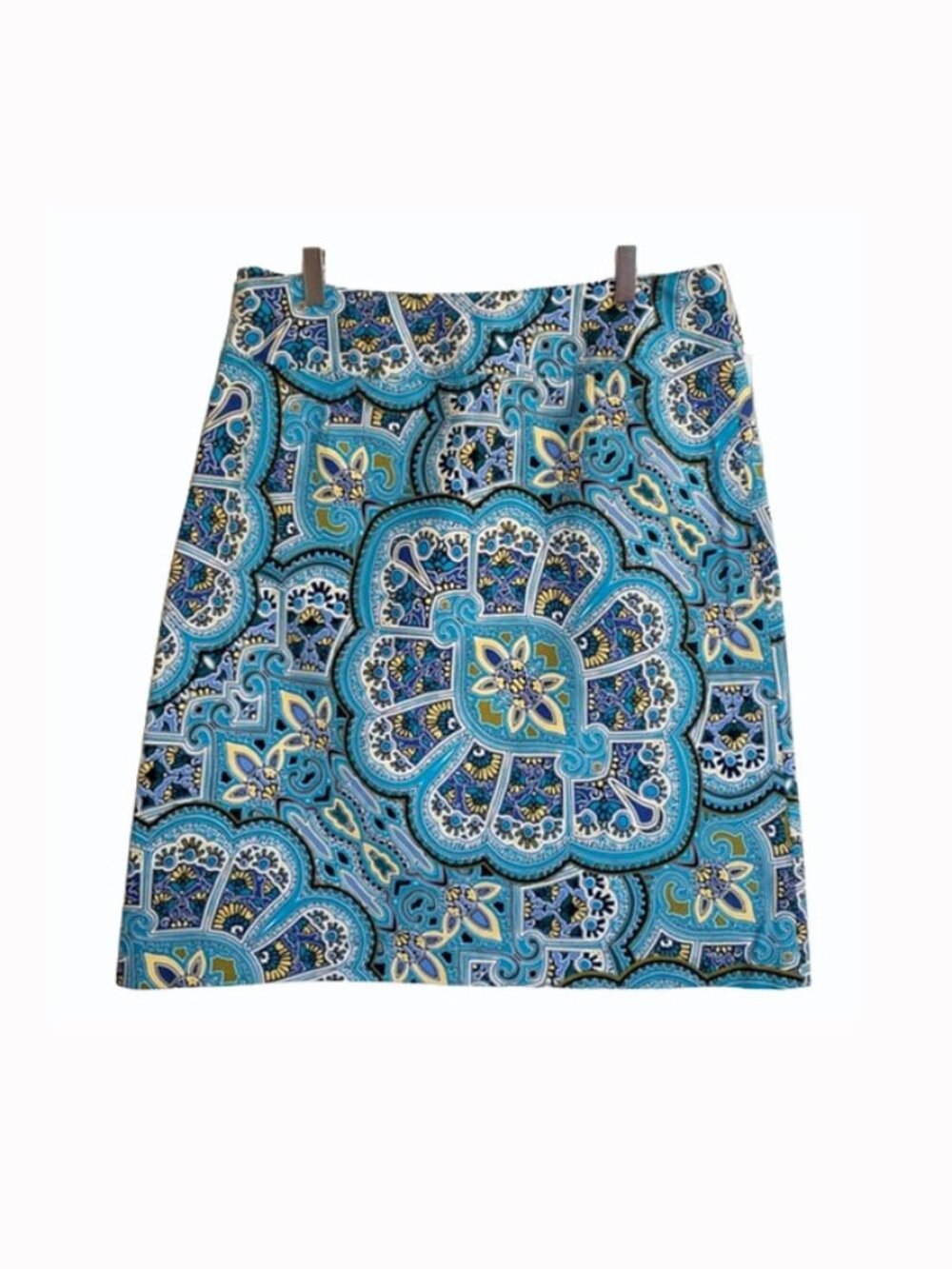 EAST 5TH Colorful Turquoise Blue Multi Colored Medallion Style Mini Skirt 16 - Picture 13 of 16